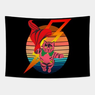 Cute Flying Pink Cat Retro Tapestry