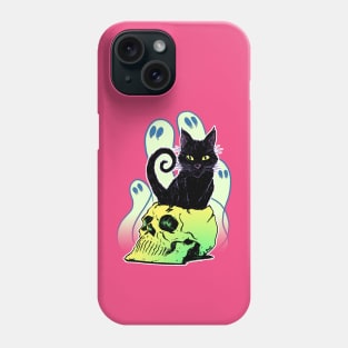 Skull Cat with Ghosts Phone Case