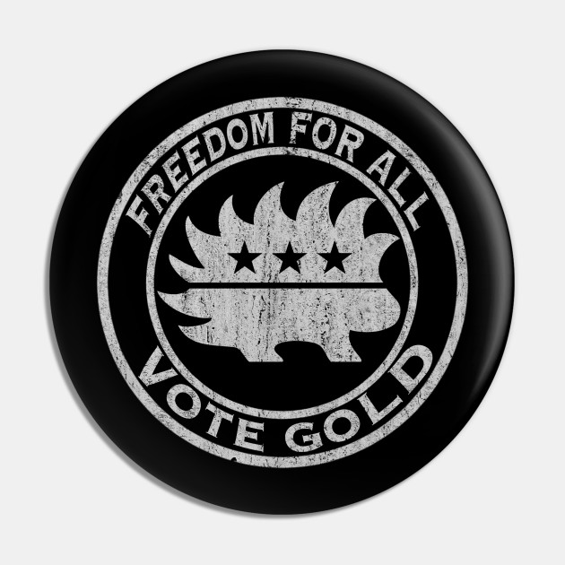 Libertarian Porcupine Freedom For All Vote Gold Logo White