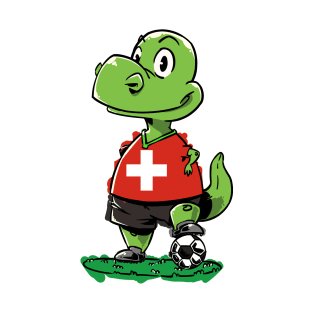 Dinosaur Soccer Player - Switzerland T-Shirt