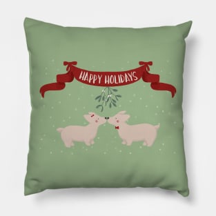 Corgi Happy Holidays - Kiss Under The Mistletoe Pillow