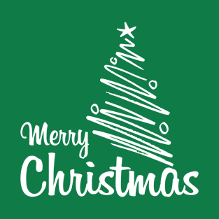 Merry Christmas and Happy New Year Design With Xmas Tree Sketch T-Shirt