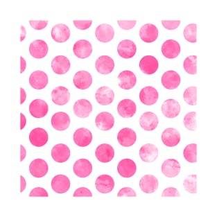 Pink Polka Dots Pattern Watercolor Abstract Cute  Girly Pretty Trendy Design T-Shirt