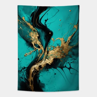 Cascade of Cyan - Abstract Alcohol Ink Resin Art Tapestry