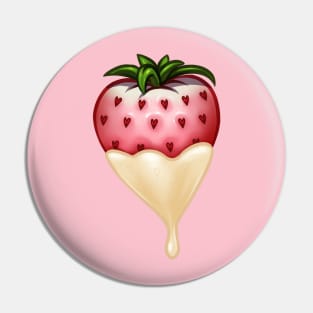 White Candied Strawberry - White Chocolate Coating Pin