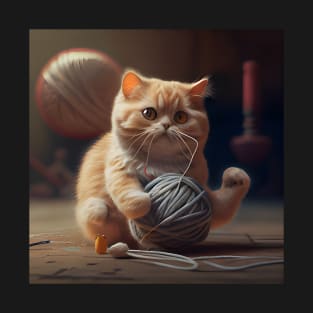 Cat Playing With A Ball Of String T-Shirt