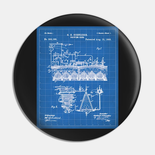 Brewing Beer Patent - Beer Art - Blueprint Pin by patentpress