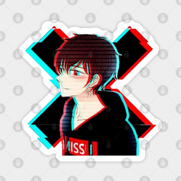 Glitch Anime Boy Magnet by valival