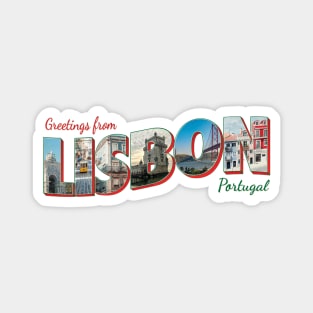 Greetings from Lisbon in Portugal vintage style retro souvenir Magnet