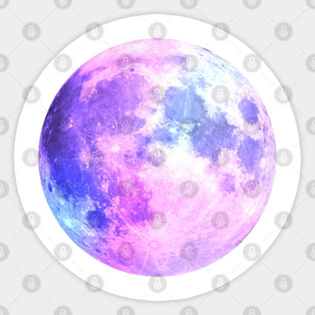 Watercolor Purple Moon - Moon - Sticker