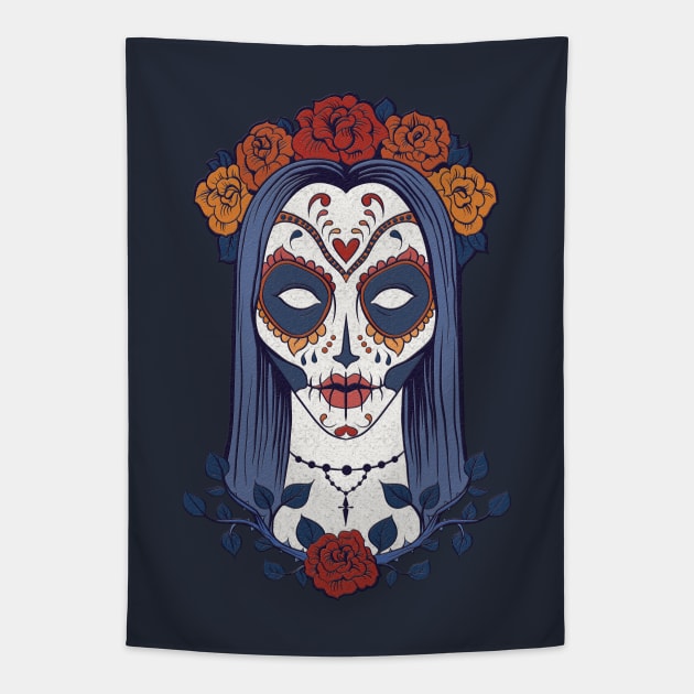 La Catrina Azul Tapestry by Art-Man