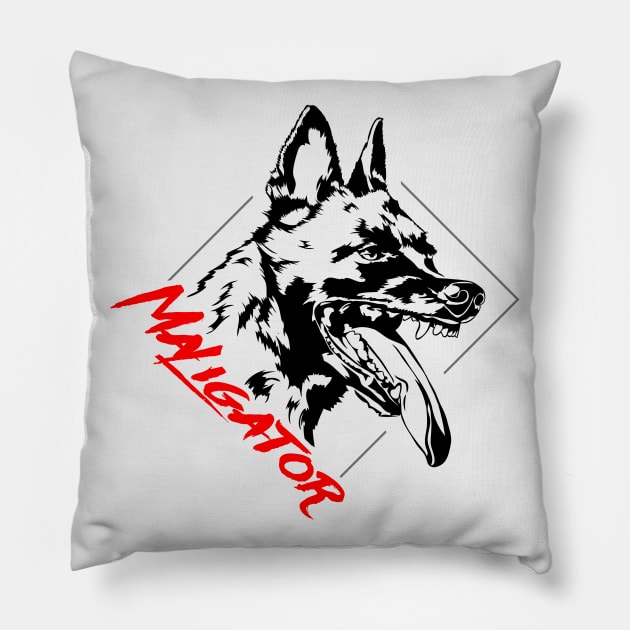 Belgian Malinois Maligator dog portrait Pillow by wilsigns