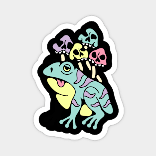 Frog and mushrooms skull Magnet