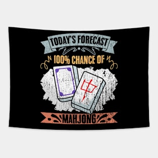 Retro Today's Forecast 100% Chance Of Mahjong A Mahjong Fan Tapestry