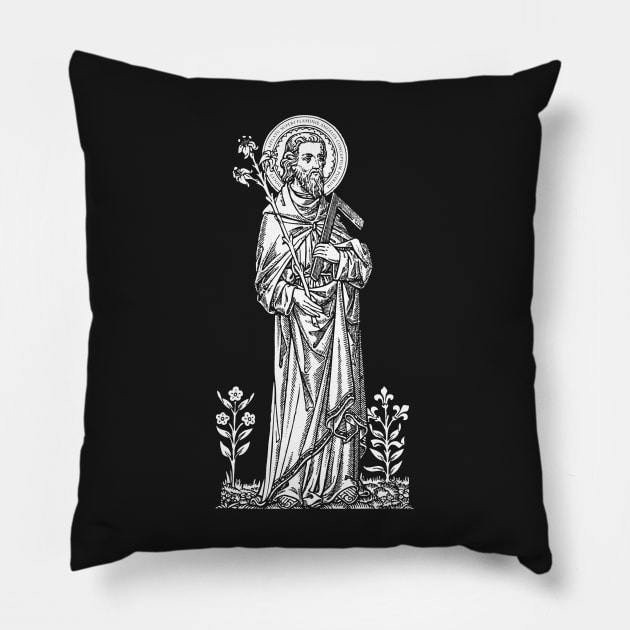 St. Joseph - black bkg Pillow by DeoGratias