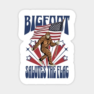 Patriotic Bigfoot Salutes the Flag 4th of July Magnet