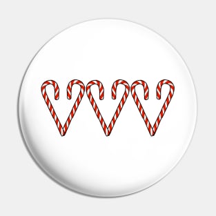 Christmas Candy Canes as Valentine Hearts Pin