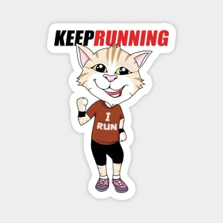 Happy Cat Keep Running Magnet