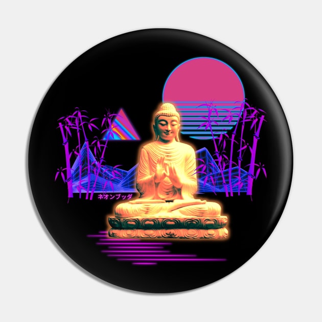 Neon Buddha Vaporwave Synthwave Pin by Shirt Vibin