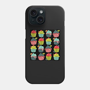 Cupcakes pattern black Phone Case