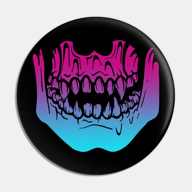 Demon Skeleton Jaw Monster Teeth Vaporwave Pin by aaallsmiles