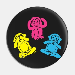 Pink, yellow and blue pattern monkey Pin