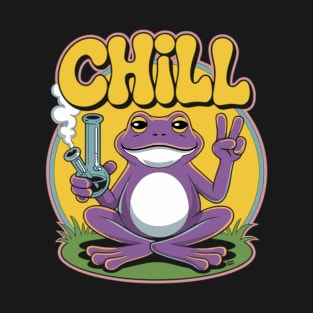 Chill – Retro Frog Cartoon Funny Stoner T-Shirt