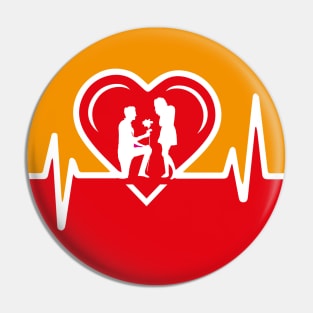 Propose Love Heartbeat Design Pin