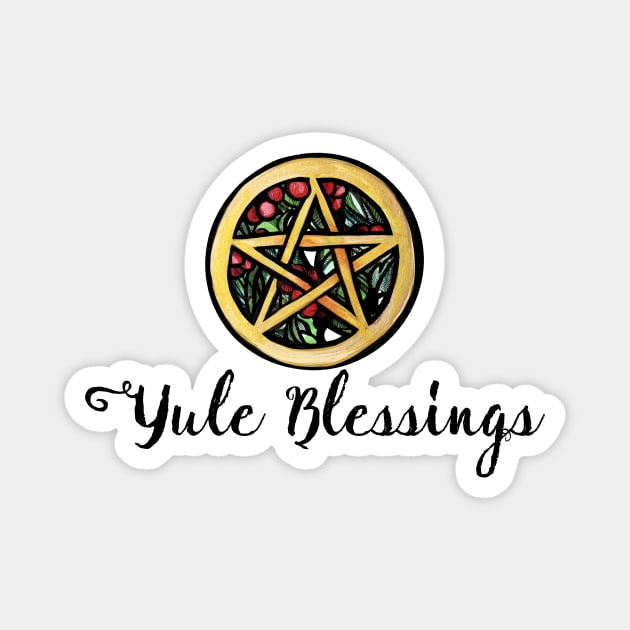 Yule Blessings Pentacle With Pentagram Magnet by bubbsnugg