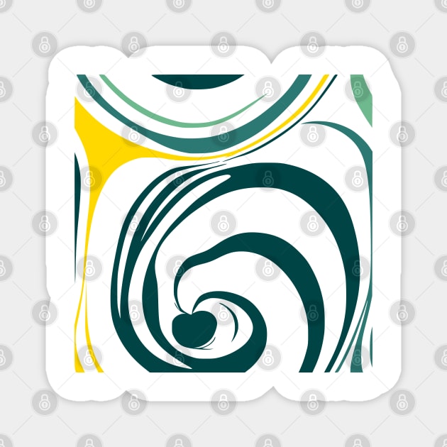 Spiral Green Yellow Abstract art Magnet by Golptika Design