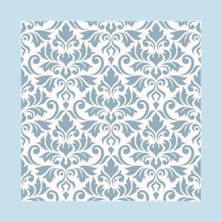 Flourish Damask Ptn Blue on Cream T-Shirt