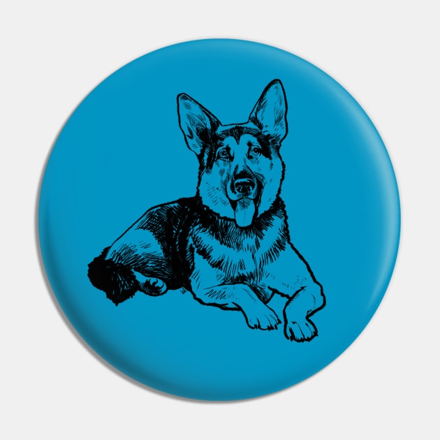 German Shepherd Art Pin by Sketchy