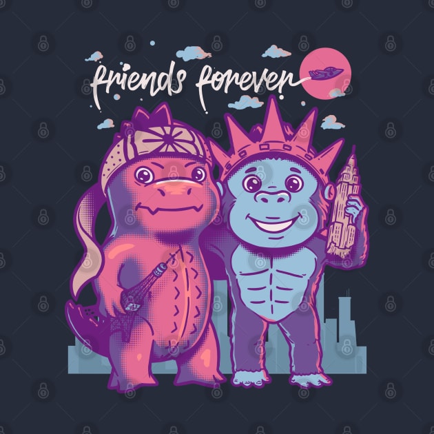 Godzilla King Kong Friends Forever by wehkid