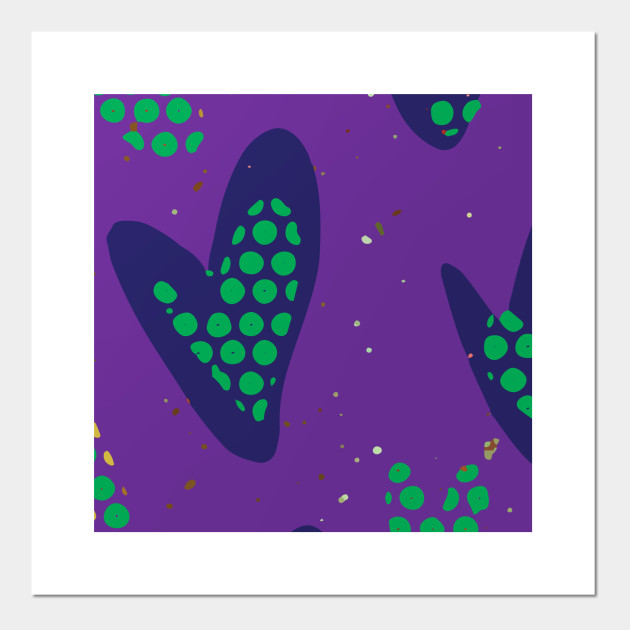 Abstract Hearts Graphic Design In Purple Blue Green Complementary