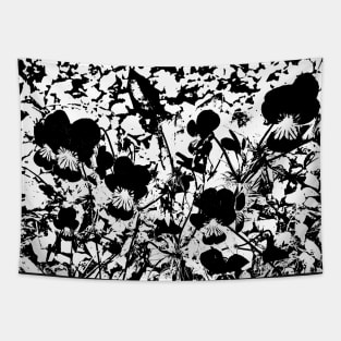 Black and White Violets and Gravel Tapestry