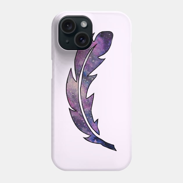 Galaxy Feather | Purple + Pink Feather | Watercolor Galaxy Feather Phone Case by Tilila