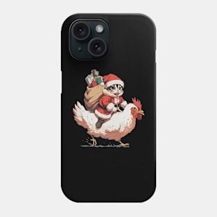 Christmas, Funny Cat on a Chicken - 2 Phone Case