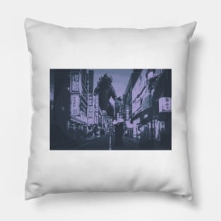 love in the city with godzilla Pillow