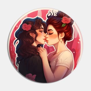 Lesbian couple Roses Pin