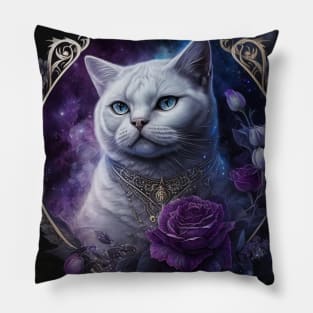 Galactic White British Shorthair Pillow