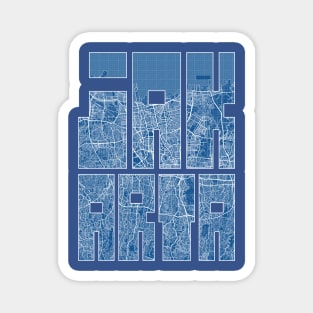 Jakarta, Indonesia City Map Typography - Blueprint Magnet