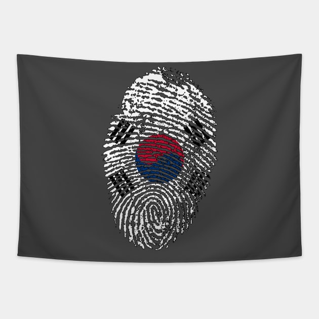 South Korea Flag - KR Fingerprint Flag - South Korean Flag Tapestry by Printaha