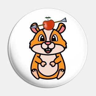 Cute hamster has an apple and arrow on head Pin