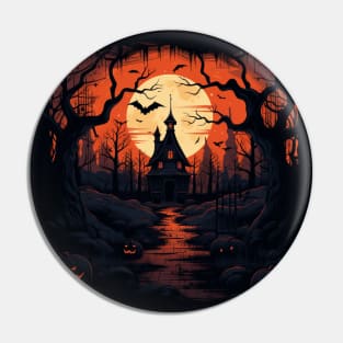 Halloween: Haunted House in Dark Forest Pin