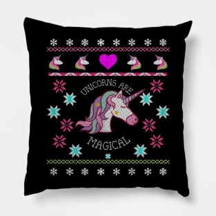 Unicorns are Awesome Ugly Christmas Design Pillow