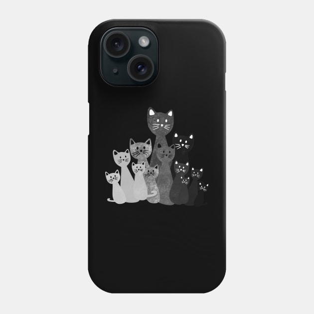 Black and White Cats Phone Case by Kelly Louise Art