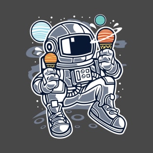Astronaut Eating Ice Cream Planets T-Shirt