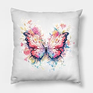 Floral Dreamscape: A Fantastical Butterfly Pillow