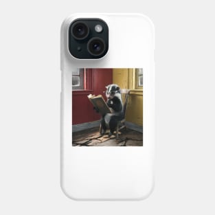 AI generated skunk reading book Phone Case