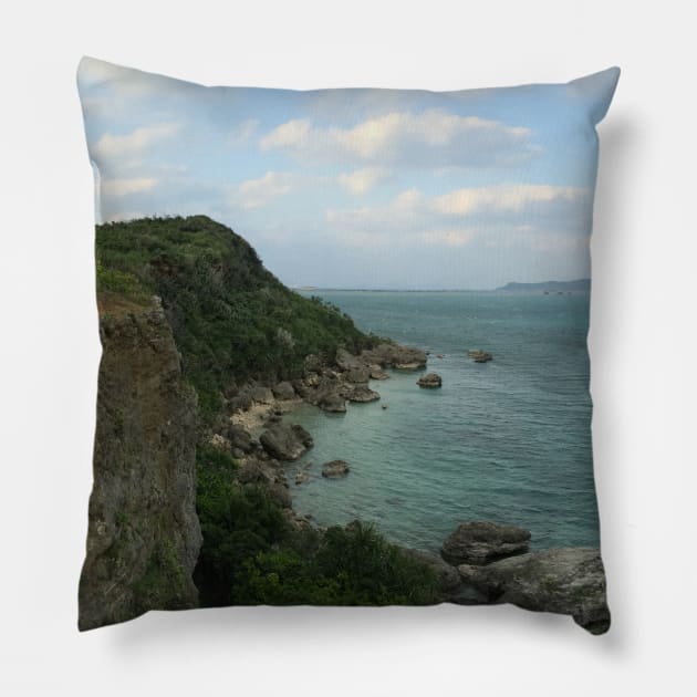 On the Cliff by the Sea Pillow by AflipnCookie